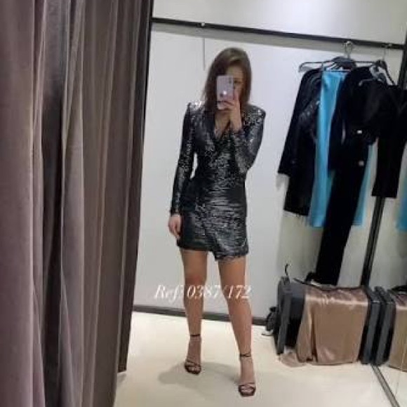 NWT ZARA MIRRORED BLAZER DRESS 0387/172 315/009 - Picture 15 of 17